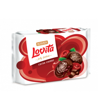 Печиво Lovita Jelly з желейною начинкою зі смаком какао-вишні