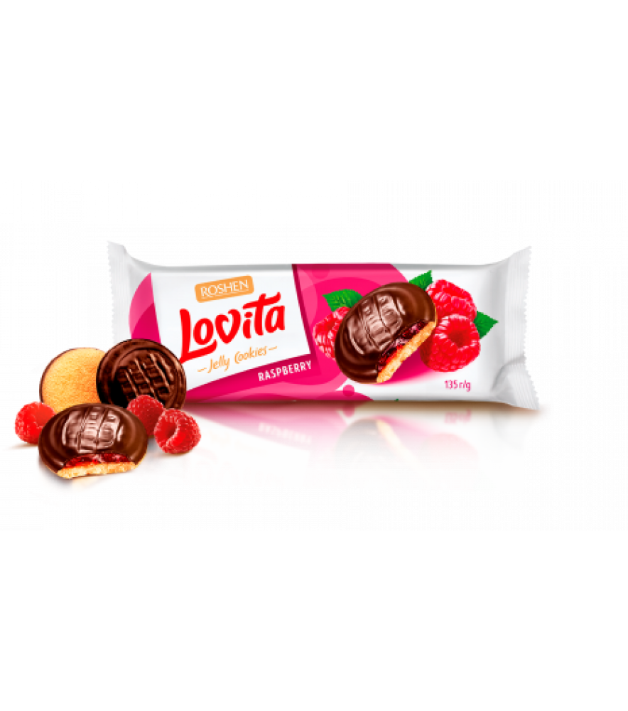 Печиво Lovita Jelly з желейною начинкою зі смаком малини