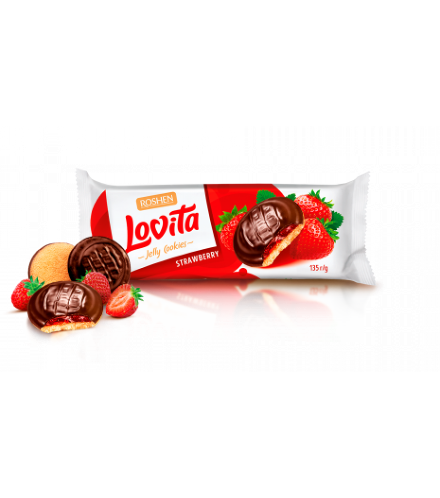 Печиво Lovita Jelly з желейною начинкою зі смаком полуниці