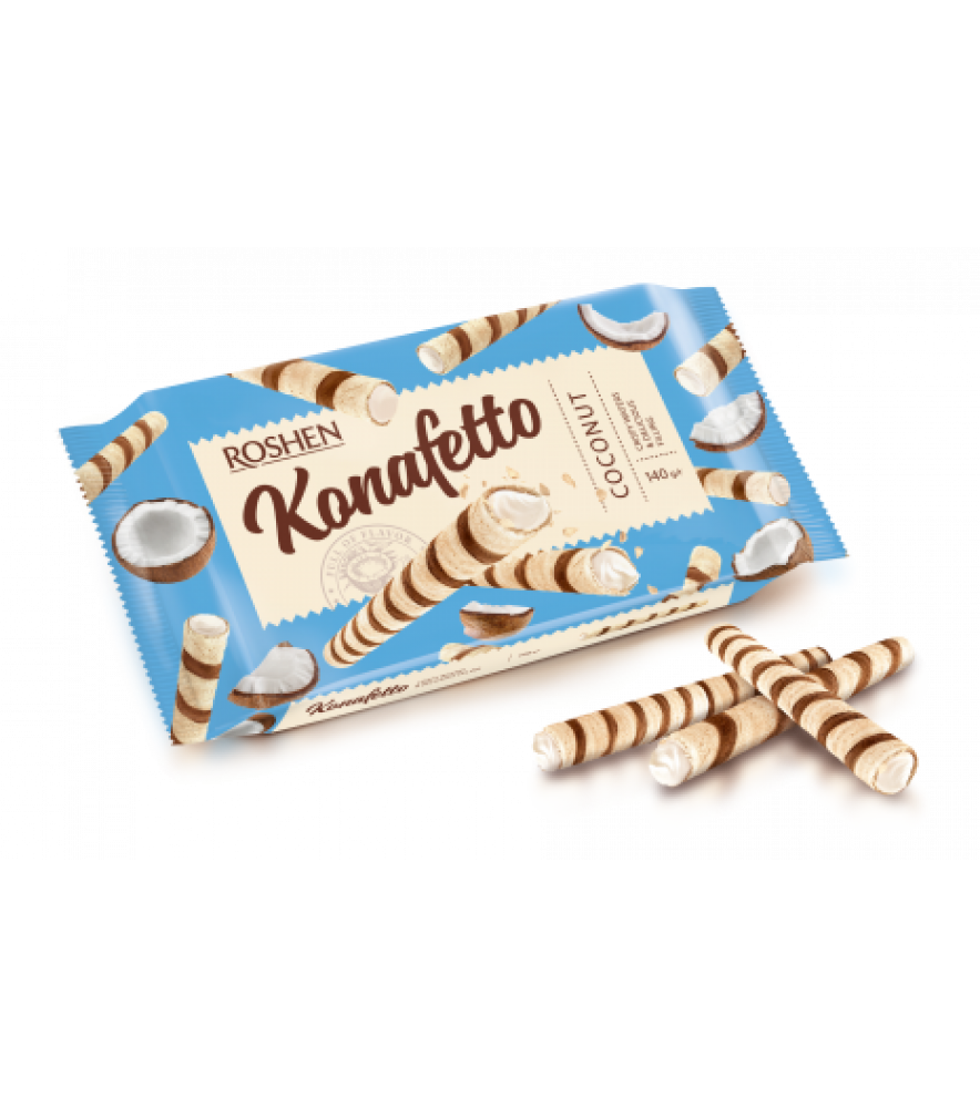 Вафельні трубочки Konafetto з кокосовою начинкою