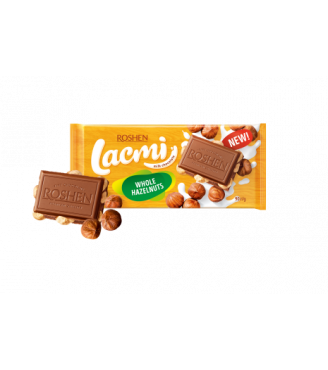 Шоколад Lacmi молочний з цілим лісовим горіхом