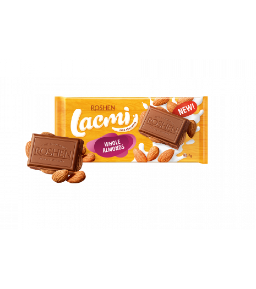 Шоколад Lacmi молочний з цілим мигдалем