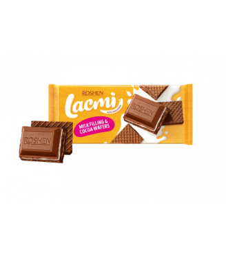 Шоколад Lacmi молочний з молочною начинкою та вафлею