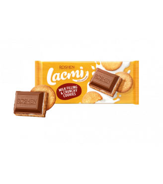 Шоколад Lacmi молочний з печивом та молочною начинкою