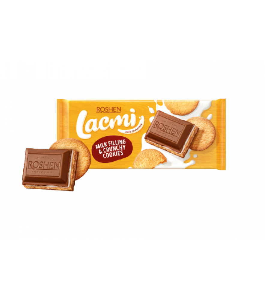 Шоколад Lacmi молочний з печивом та молочною начинкою