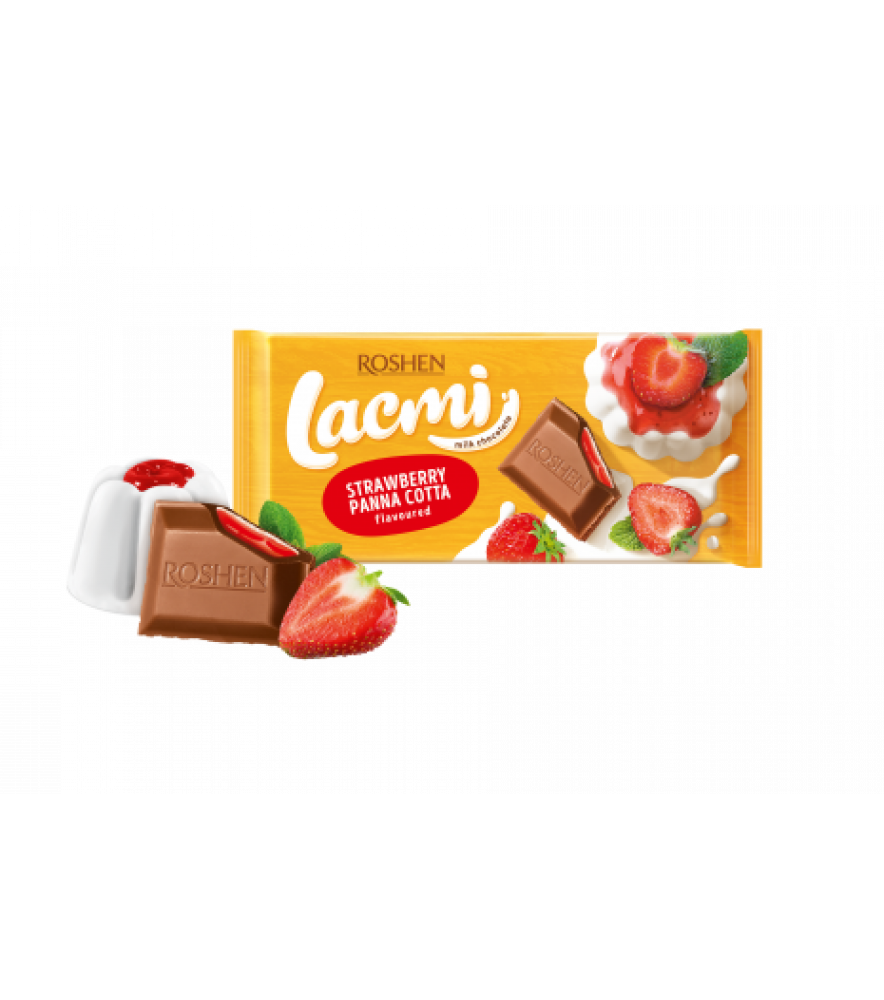 Шоколад Lacmi молочний з начинкою зі смаком полуничної панакоти