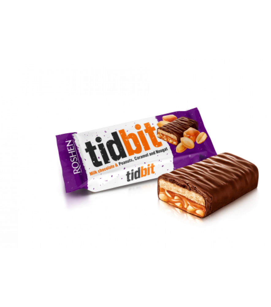 Шоколад молочний Tidbit нуга, м'яка карамель і арахіс