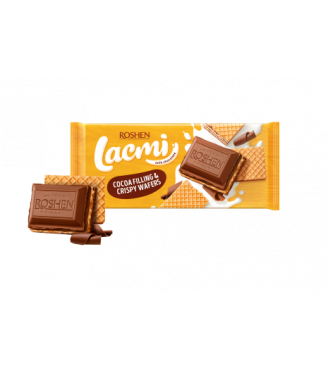 Шоколад Lacmi молочний з шоколадною начинкою та вафлею